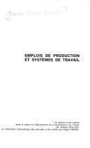 Cover  Emplois de production et systèmes de travail