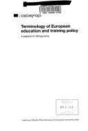 Cover  Terminology of european education and training policy [Risorsa elettronica] : a selection of 100 key terms 