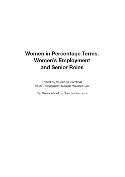 Cover  Women in percentage terms : women's employment and senior roles