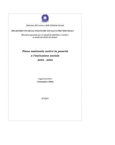 Cover  Piano di azione nazionale contro la povertà e l'esclusione sociale 2003-2005