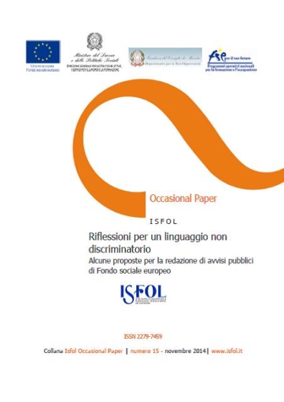 Cover  Riflessioni per un linguaggio non discriminatorio [Risorsa elettronica] : alcune proposte per la redazione di avvisi pubblici di Fondo sociale europeo