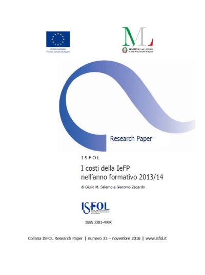 Cover  I costi della IeFP nell’anno formativo 2013/14 