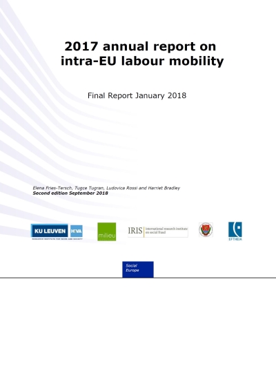 Cover  2017 annual report on intra-EU labour mobility : final report january 2018 : second edition september 2018