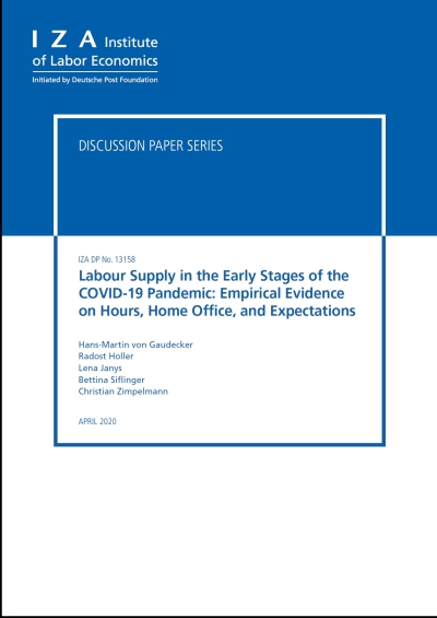 Cover  Labour supply in the early stages of the COVID-19 Pandemic : empirical evidence on hours, home office, and expectations 