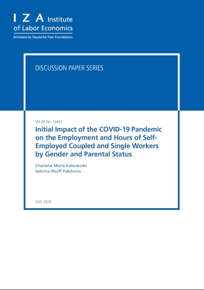 Cover  Initial impact of the COVID-19 pandemic on the employment and hours of self-employed coupled and single workers by gender and parental status