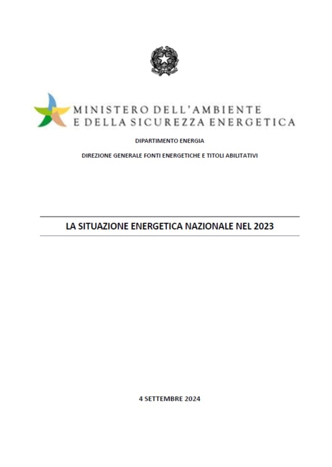 Cover  La situazione energetica nazionale nel 2023